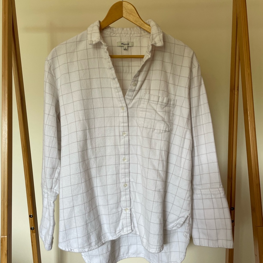 Madewell Oversized Flannel Button Down. Windowpane print. Medium.